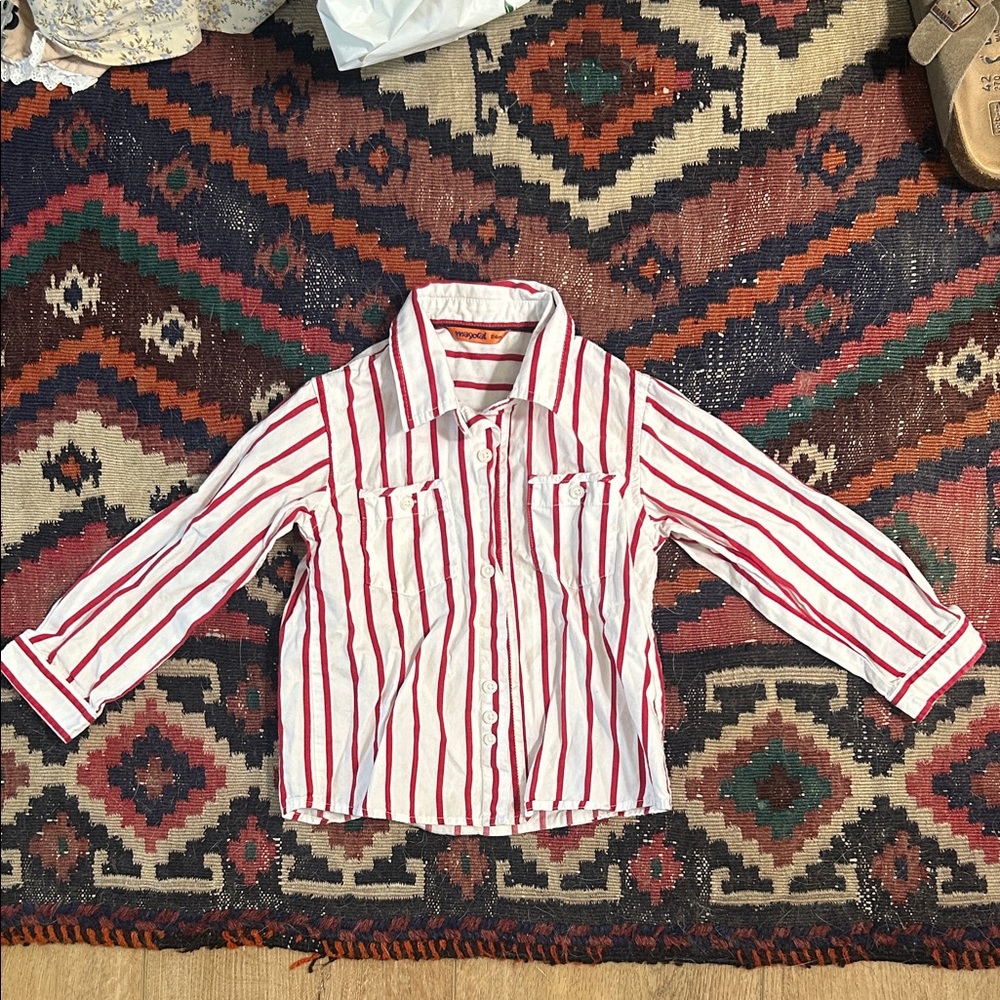 Vintage Striped Red and White Kids Shirt
